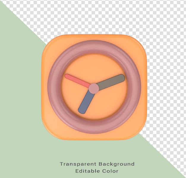 3d Illustration icon Okrągła ikona zegara Zegar w stylu kreskówki.