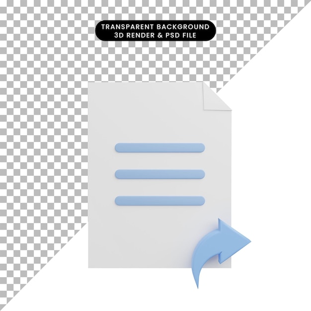 3d illustration icon paper file with share icon
