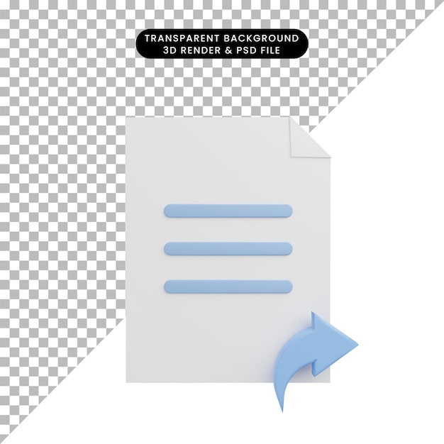 File cartaceo dell'icona dell'illustrazione 3d con l'icona di condivisione