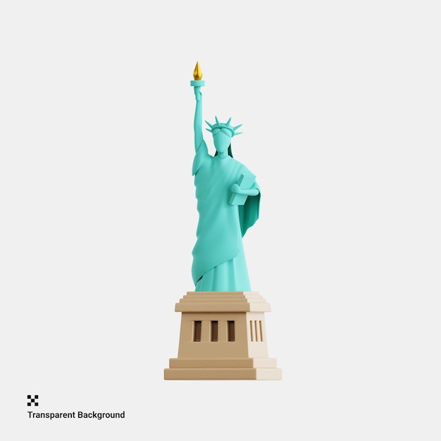 PSD 3d illustration of iconic statue of liberty in new york