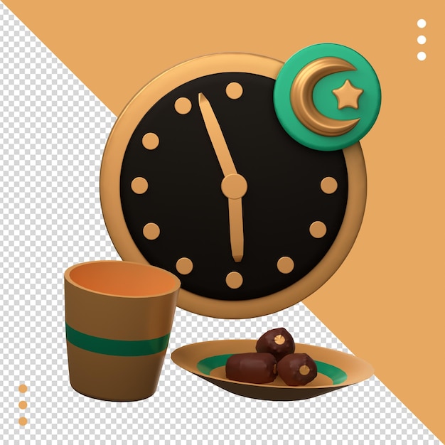PSD 3d illustration of iftar time