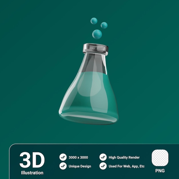 PSD 3d illustration industry flask