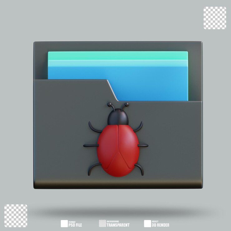 PSD 3d illustration infected folder 2