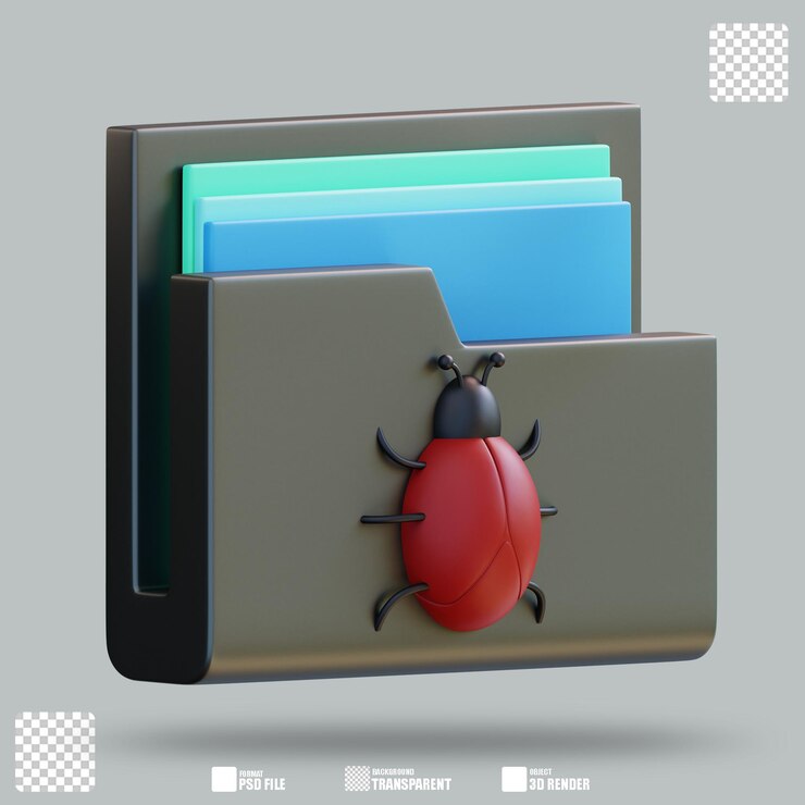PSD 3d illustration infected folder 3