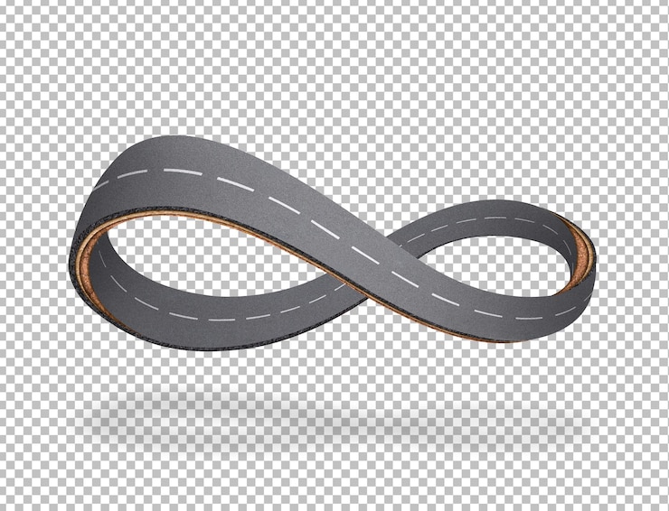 PSD 3d illustration of infinity symbol road floating infinity highway road isolated transparent png
