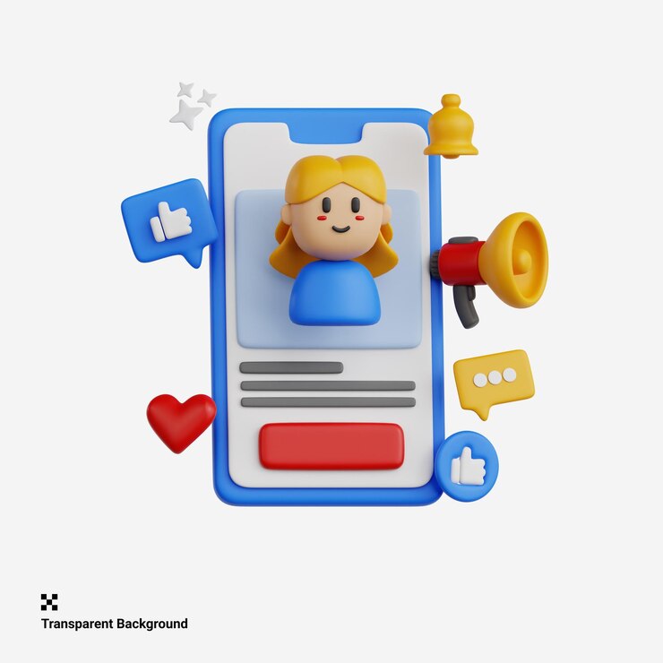 PSD 3d illustration of influencer collaboration in modern marketing