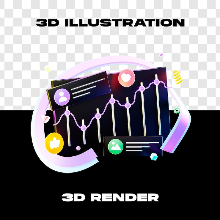 PSD 3d illustration infographic analysis 3d render 3d icon high resolution with transparent background