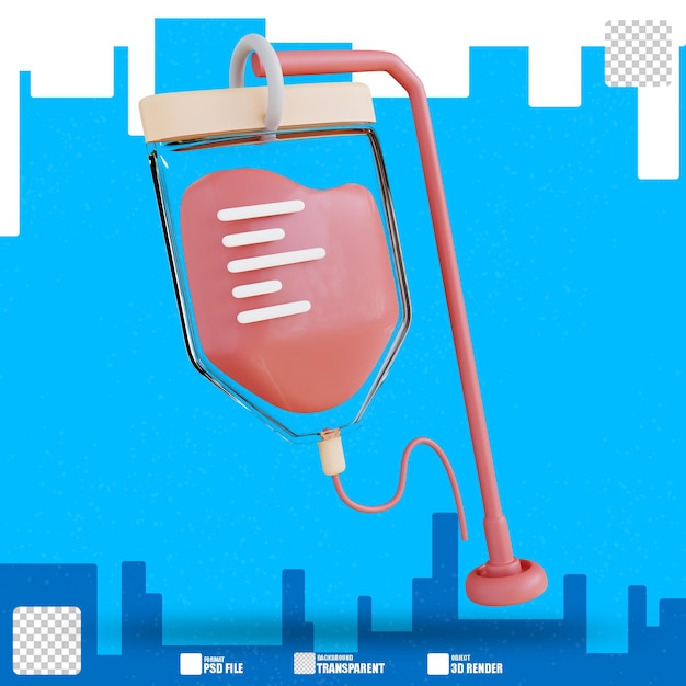 PSD 3d illustration of infusion blood bag 2