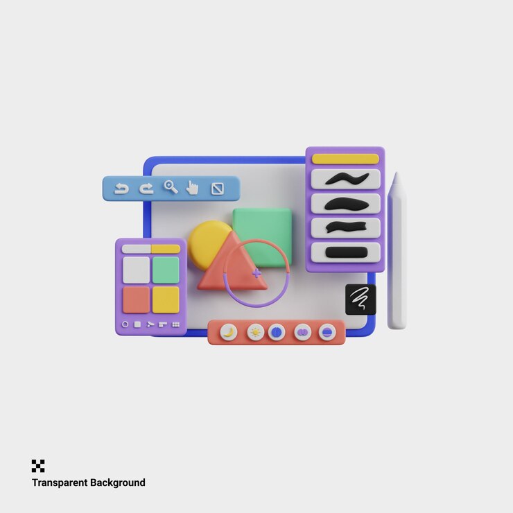 PSD 3d illustration of innovative drawing app technology