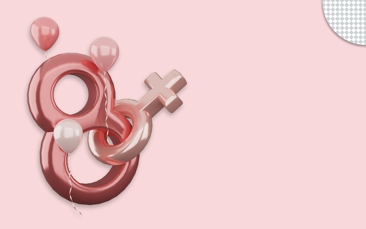 PSD ピンクの背景に国際女性の日の3dイラスト