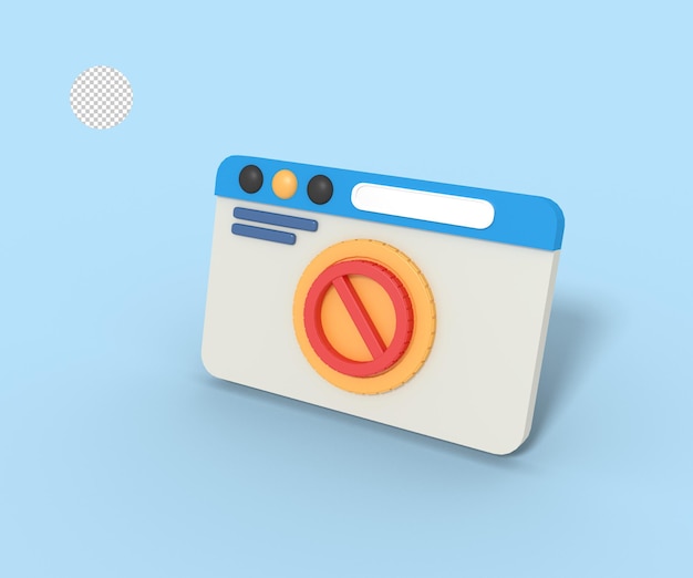 PSD 3d illustration of internet banned