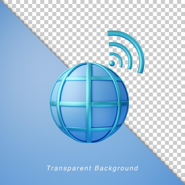 Illustrazione 3d dell'icona di internet che emette il segnale