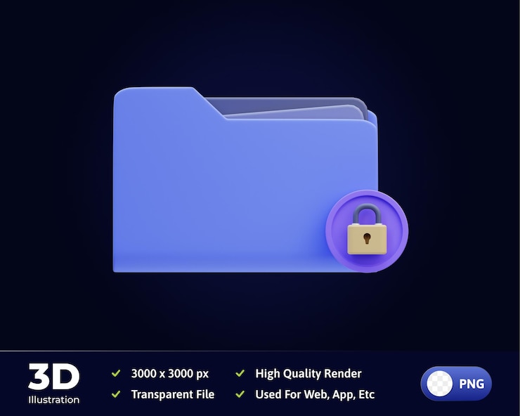 PSD 3d illustration internet security encrypt folder