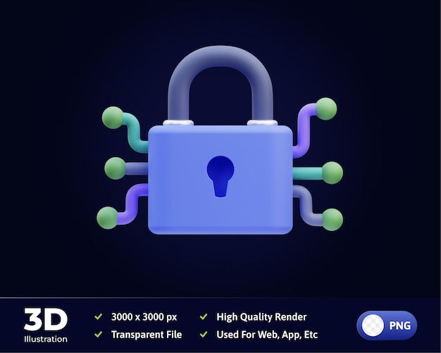 3d Иллюстрация Замок для интернет-безопасности