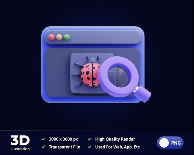 PSD 3d illustration internet security web bugs