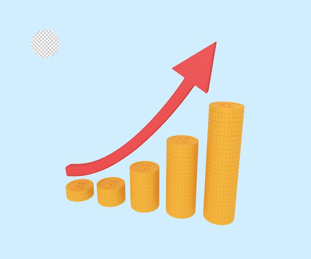 PSD 3d illustration of investment profit growth