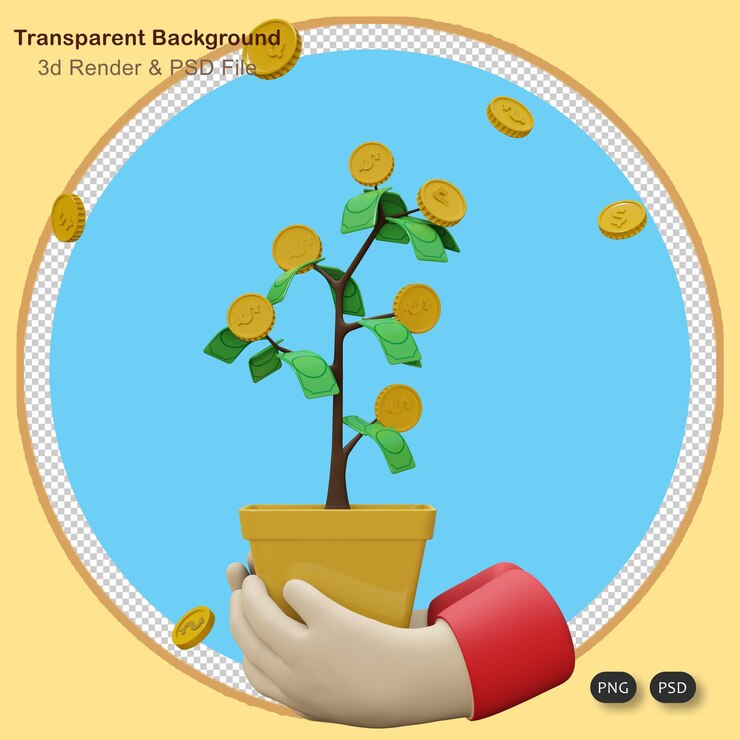 PSD 3d illustration investment saving for manage money