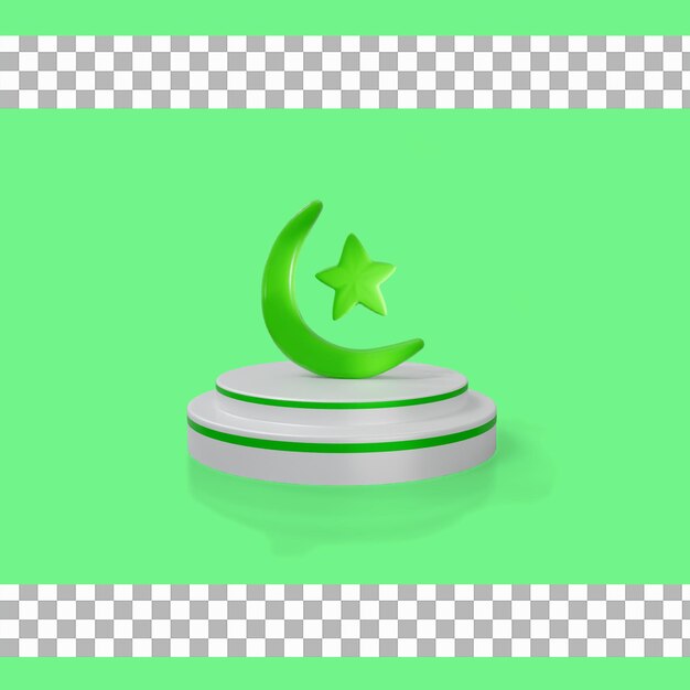 PSD 3d illustration islamic icon with a cute stage