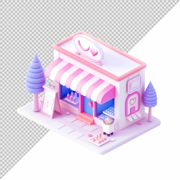 PSD 3d illustration of isometric online shop