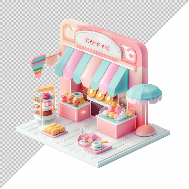 PSD 3d illustration of isometric online shop