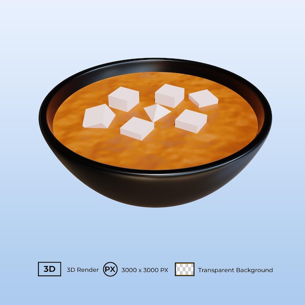 PSD illustrazione 3d cibo giapponese zuppa di miso