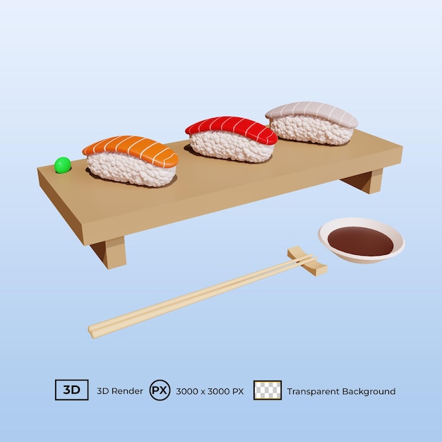 PSD 접시에 3d 그림 일본 음식 혼합 초밥