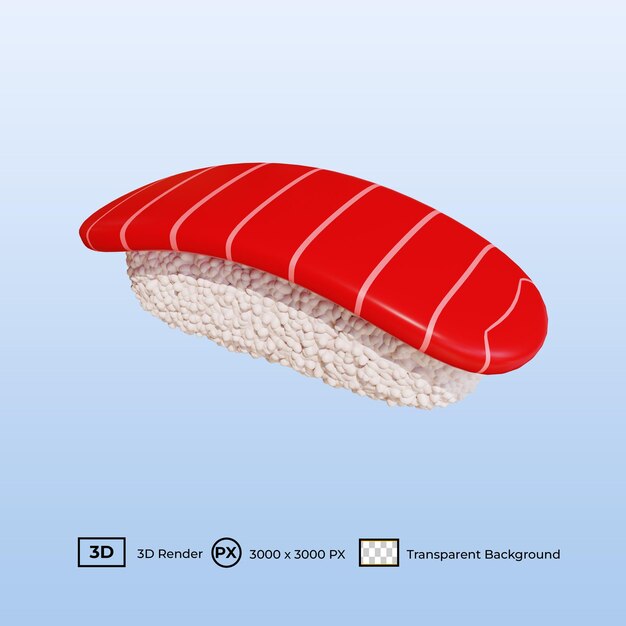 PSD illustrazione 3d sushi di tonno cibo giapponese