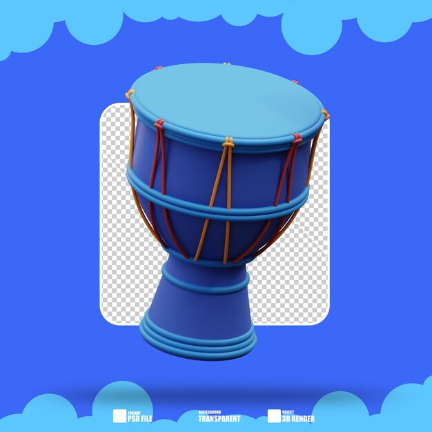 PSD illustrazione 3d dello strumento musicale jimbe 2