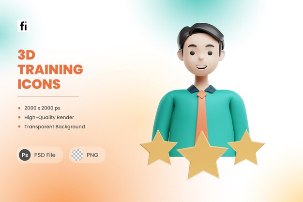 PSD 3d illustration job training performance review