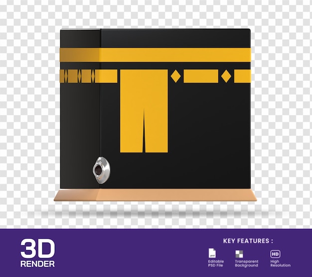 PSD 3d illustration of kaaba icon isolated