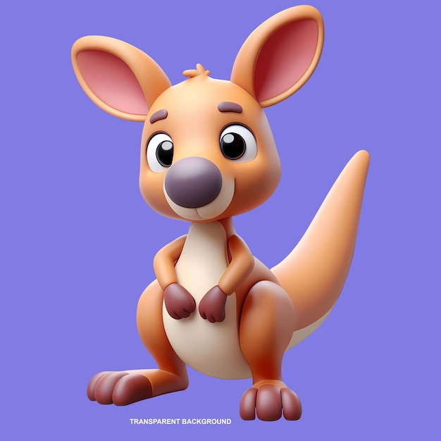 PSD 3d illustration kangaroo cartoon style