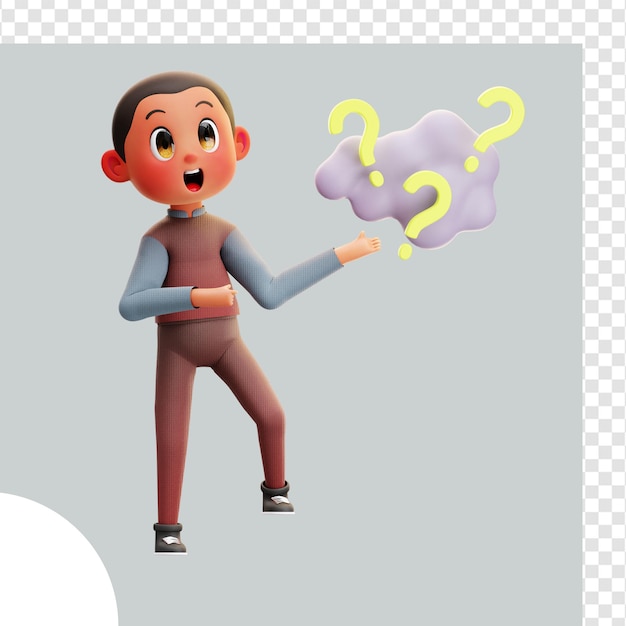 3d illustration kid asking questions
