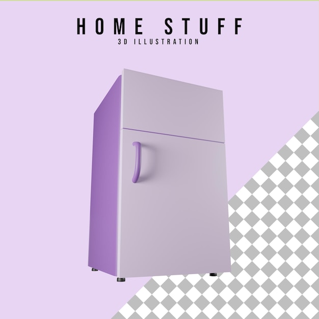 PSD 3d illustration kitchen icon refrigerator