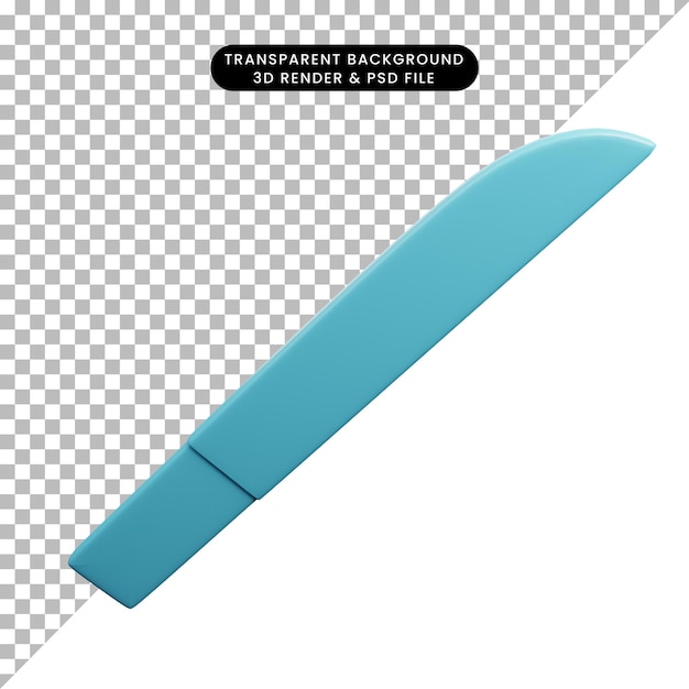 Illustrazione 3d di un coltello da cucina