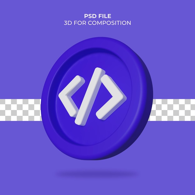 3D-illustration kode ikon Premium Psd