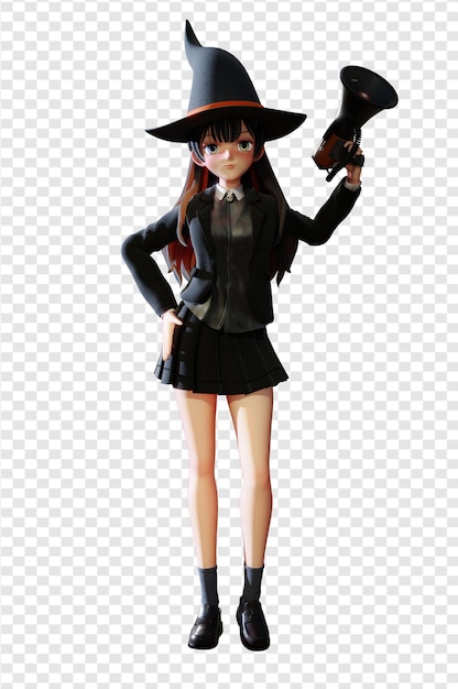 3d illustration lady codplay witch halloween concept party