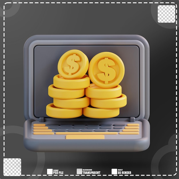 3d illustration laptop check dollar balance 2