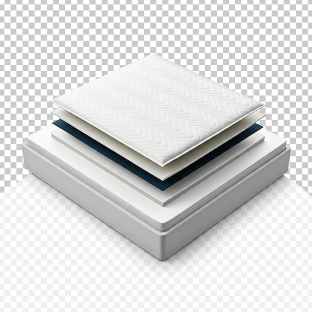 3d illustration of a layered mattress design isolated on a transparent background