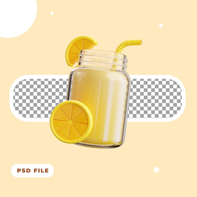 PSD 3d illustration of lemonade icon