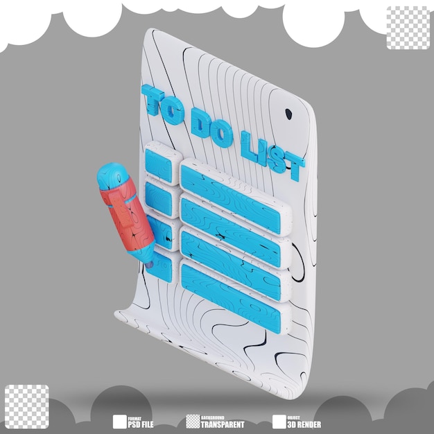 PSD 3d illustration of to do list 2