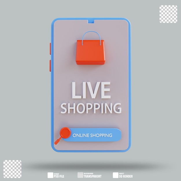 PSD 3d illustration live shopping 2