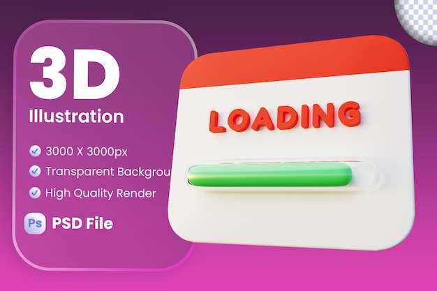 PSD 3d illustration of loading screen