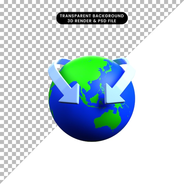 PSD 3d illustration of location map icon concept earth