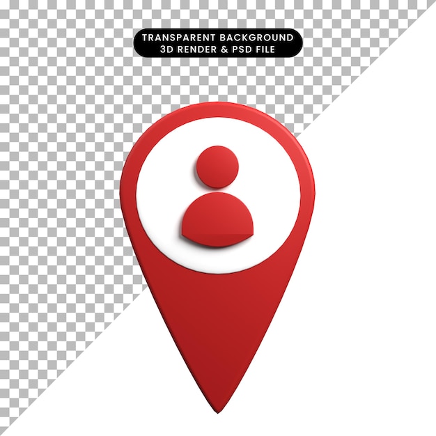 PSD 3d illustration of location map icon concept pin with people icon