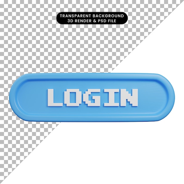 3d illustration of log in security 3d render style pixel font