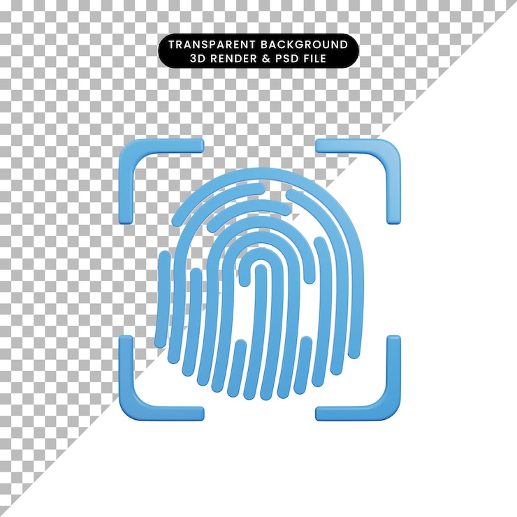 PSD 3d illustration of log in security finger print 3d render style