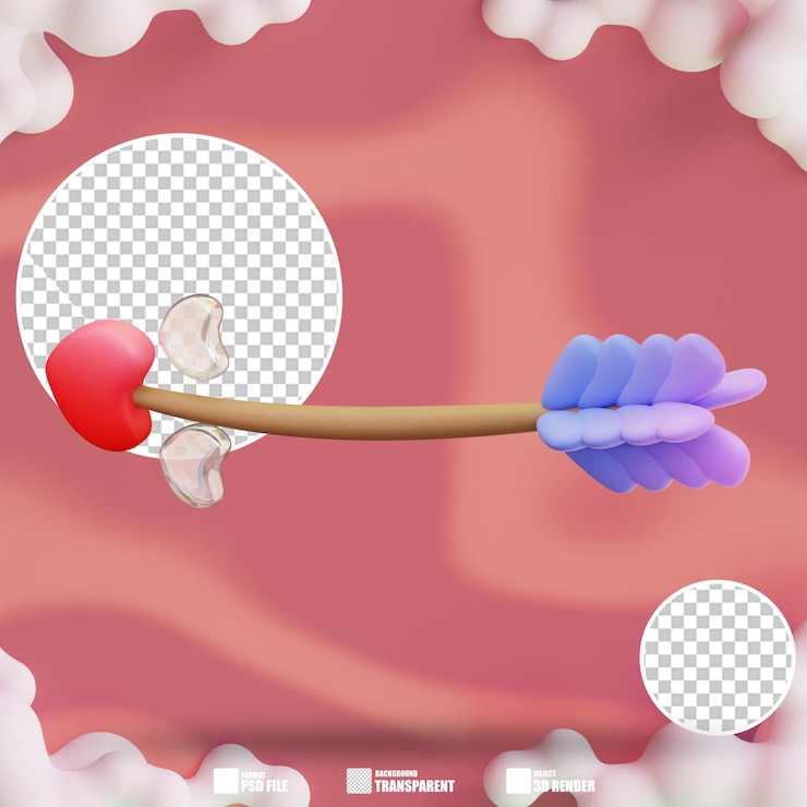 PSD 3d illustration of love arrow ornament 2