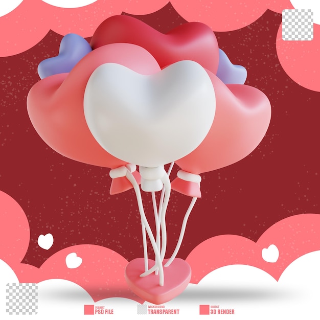 Illustrazione 3d amore palloncini