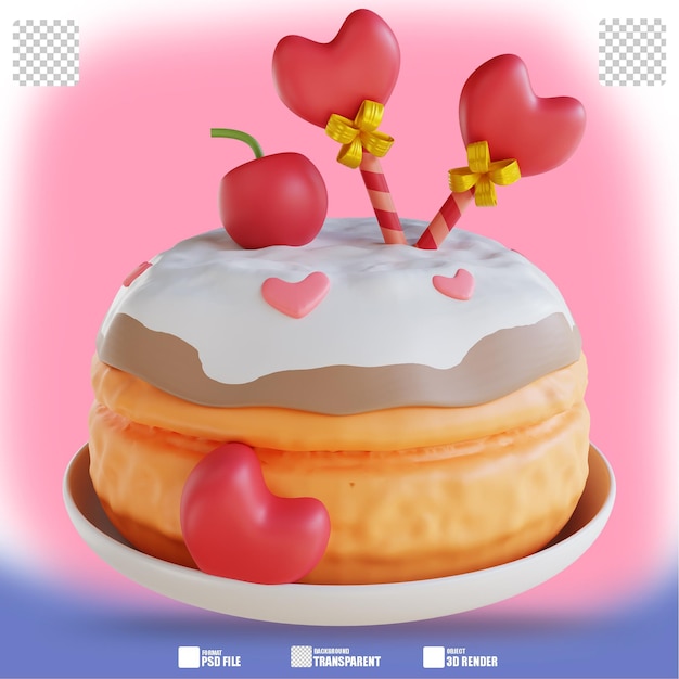 PSD illustrazione 3d torta d'amore 2