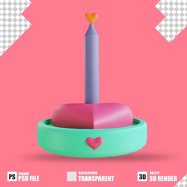 PSD 3d illustration love candle 3 suitable for valentine's day